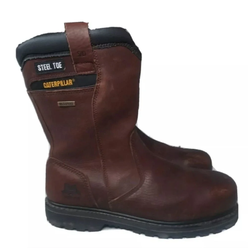 Caterpillar Footwear Elkhart Steel Toe Work Boots Men's Size 9 Oak Brown